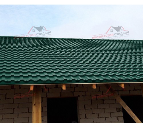 Металлочерепица Трамонтана-0.5, Высота ступеньки-25мм, Длина ступеньки-350мм, Norman RAL6005