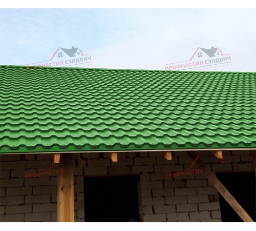 Металлочерепица Трамонтана-0.5, Высота ступеньки-30мм, Длина ступеньки-350мм, Norman RAL6018