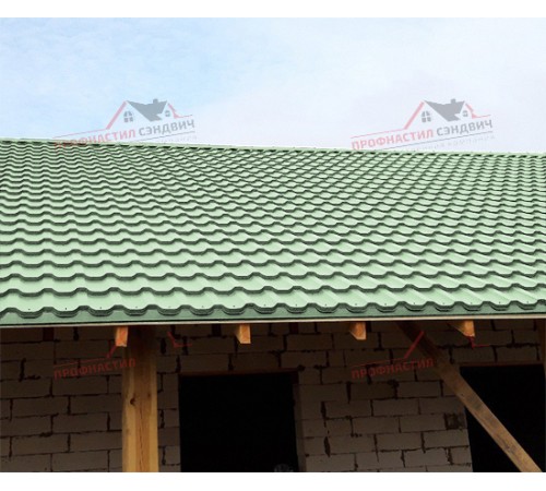 Металлочерепица Трамонтана-0.5, Высота ступеньки-25мм, Длина ступеньки-350мм, Norman RAL6019