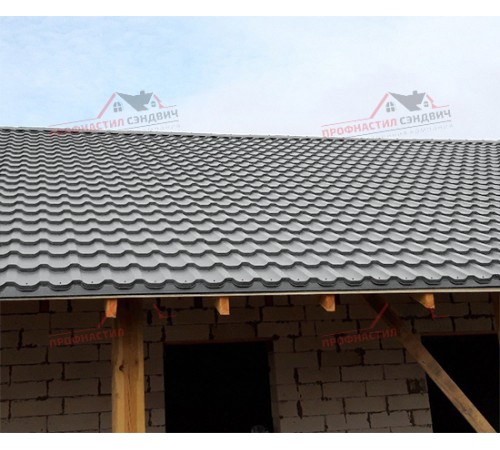 Металлочерепица Трамонтана-0.5, Высота ступеньки-35мм, Длина ступеньки-400мм, Norman RAL7004