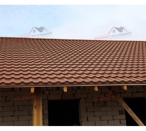 Металлочерепица Трамонтана-0.5, Высота ступеньки-25мм, Длина ступеньки-350мм, Norman RAL8004