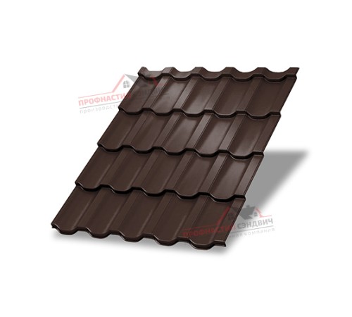 Металлочерепица Трамонтана-0.5, Высота ступеньки-35мм, Длина ступеньки-400мм, Призма RAL8017
