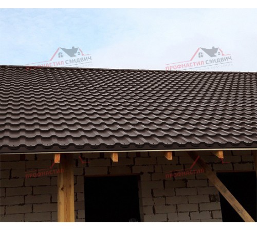 Металлочерепица Трамонтана-0.5, Высота ступеньки-35мм, Длина ступеньки-400мм, Призма RAL8017