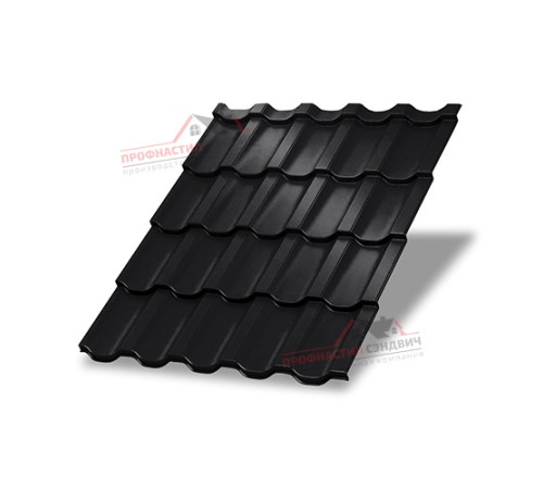 Металлочерепица Трамонтана-0.5, Высота ступеньки-30мм, Длина ступеньки-350мм, PURMAN RAL9005