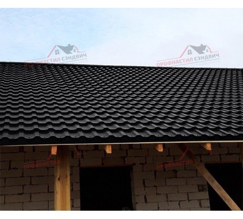 Металлочерепица Трамонтана-0.5, Высота ступеньки-30мм, Длина ступеньки-350мм, PURMAN RAL9005