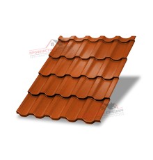 Металлочерепица Трамонтана-0.5, Высота ступеньки-25мм, Длина ступеньки-350мм, AGNETA Copper/Copper