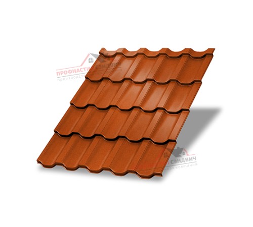 Металлочерепица Трамонтана-0.5, Высота ступеньки-30мм, Длина ступеньки-400мм, AGNETA Copper/Copper