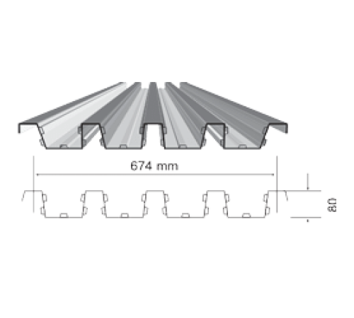Профнастил оцинкованный H80A-674-1.0 цена за м2