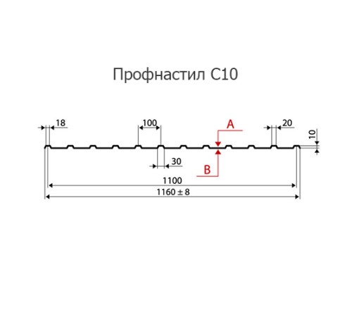 Профнастил оцинкованный С10-1100-0.6 цена за м2 купить от производителя
