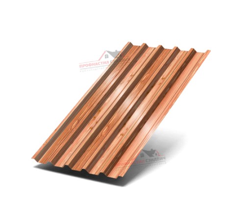 Купить профилированный лист С44-0.5, Ширина-1100, ECOSTEEL-T Кедр 