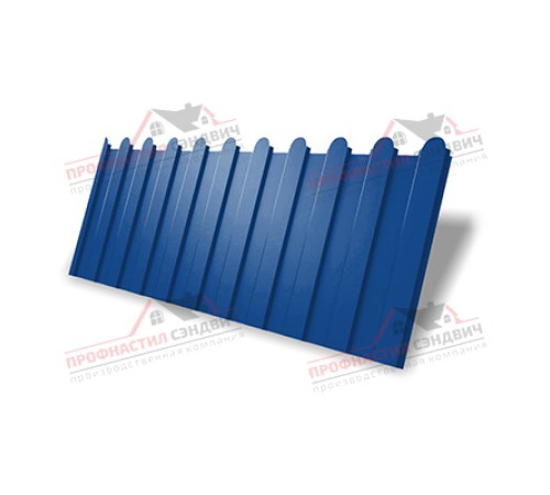Купить Профнастил фигурный C8 - 0,45 ПЭ с пленкой RAL 5005 синий насыщенный, Недорого!