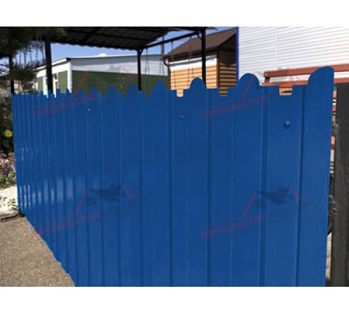 Купить Профнастил фигурный C8 - 0,45 ПЭ с пленкой RAL 5005 синий насыщенный, Недорого!