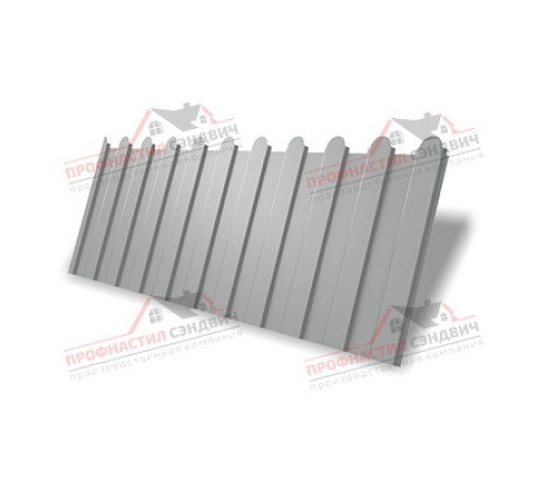 Купить профнастил фигурный C8 - 0,45 ПЭ с пленкой RAL 9006 бело-алюминиевый от производителя