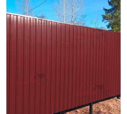 Купить Профнастил С8-0.45, Ширина-1150мм, Полиэстер RAL3011 для забора от производителя