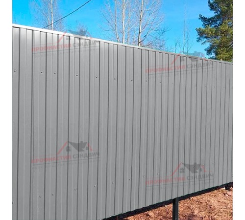 Купить Профнастил С8-0.4, Ширина-1150мм, Полиэстер RAL7004 для забора от производителя