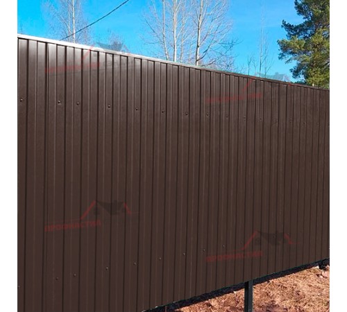 Купить Профнастил С8-0.45, Ширина-1150мм, Полиэстер RAL8017 для забора по оптимальной цене