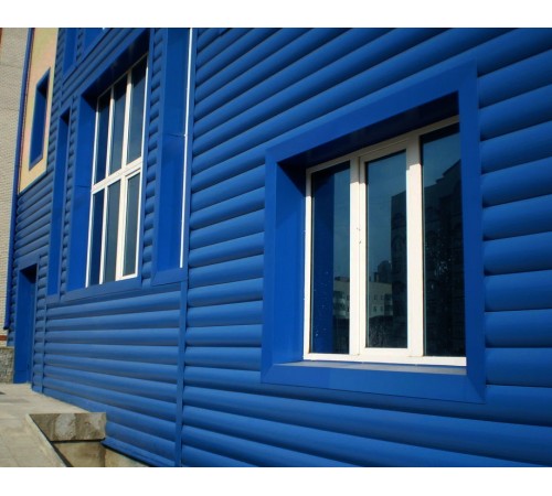 Купить металлический сайдинг Блок-хаус 0,5 Atlas с пленкой RAL5005 сигнальный синий 