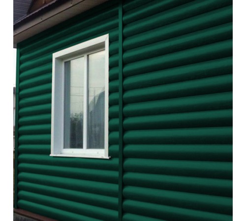 Купить металлический сайдинг Блок-хаус 0,5 Atlas с пленкой RAL6005 зеленый мох 