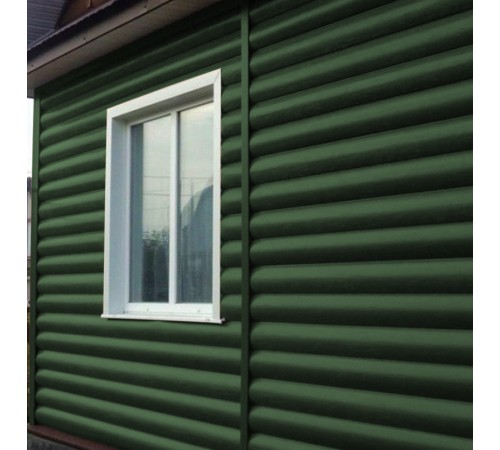 Купить металлический сайдинг Блок-хаус 0,5 Velur20 с пленкой RAL6020 хромовая зелень 