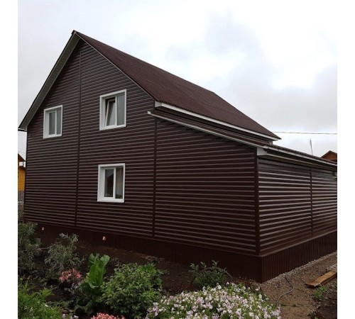 Купить металлический сайдинг Блок-хаус 0,45 Drap с пленкой RAL8017 шоколад 