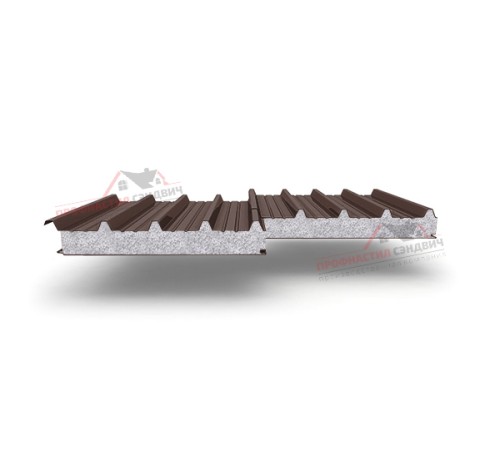 Купить сэндвич-панели для кровли с наполнителем пенополистирол, толщина 100 мм, Полиэстер RAL8017 