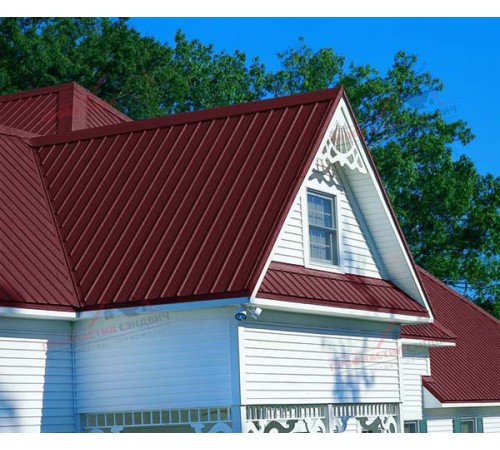 Купить сэндвич-панели для кровли с наполнителем пенополиизоцианурат, толщина 100 мм, Полиэстер RAL3005 