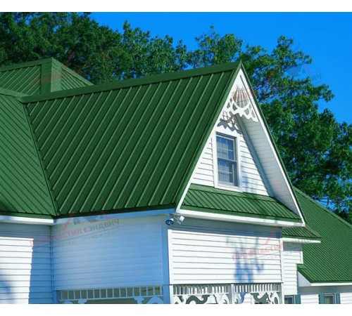 Купить сэндвич-панели для кровли с наполнителем пенополиизоцианурат, толщина 100 мм, Полиэстер RAL6002 