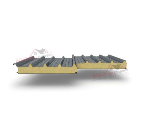 Купить сэндвич-панели для кровли с наполнителем пенополиуретан, 100 RAL 7011 темно-серый 