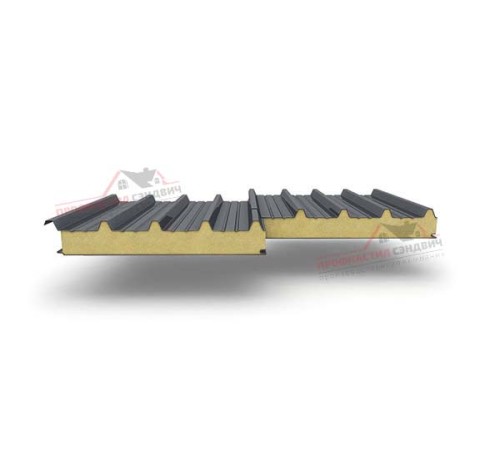 Купить сэндвич-панели для кровли с наполнителем пенополиуретан, 100 RAL 7024 графитово-серый 