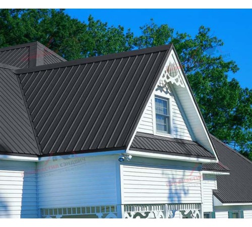 Купить сэндвич-панели для кровли с наполнителем минеральная вата, ГОСТ 32603-2012, толщина 50 мм, Полиэстер RAL7024 