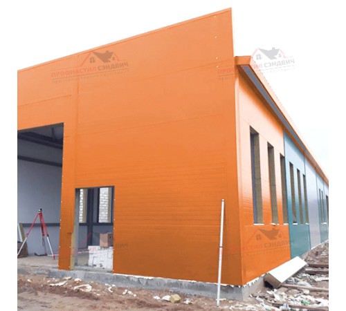 Купить сэндвич-панели стеновые с наполнителем из пенополиуретана толщиной 180 мм, Ширина- 1000 мм, Полиэстер RAL2008 