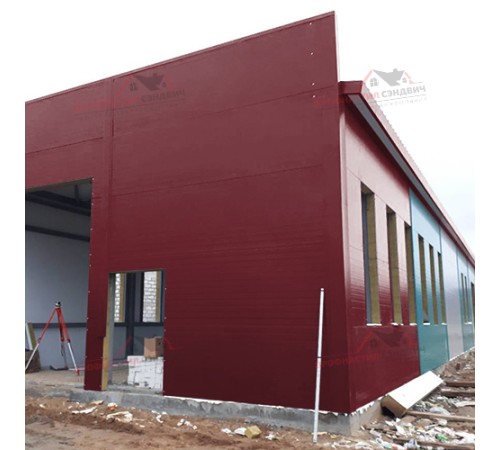 Купить сэндвич-панели стеновые с наполнителем из минеральной ваты толщиной 50 мм, Полиэстер RAL3005 