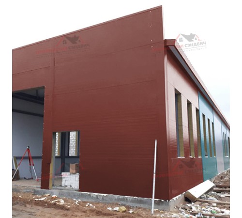 Купить сэндвич-панели стеновые с наполнителем из минеральной ваты толщиной 50 мм, Полиэстер RAL3009 