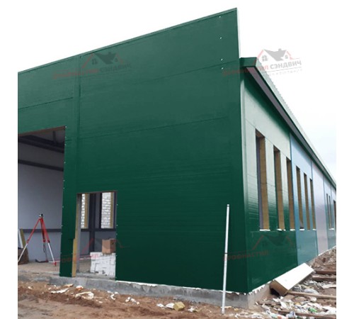 Купить стеновые сэндвич-панели с наполнителем из минеральной ваты толщиной 100 мм, цвет RAL 6005 