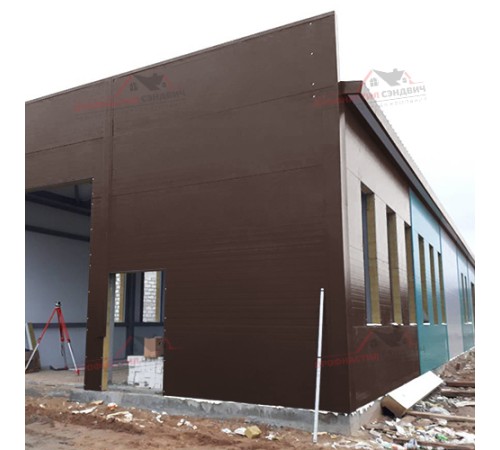 Купить стеновые сэндвич-панели с наполнителем из минеральной ваты толщиной 120 мм, цвет RAL 8017 