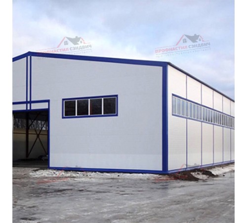 Купить стеновые сэндвич-панели с наполнителем из минеральной ваты толщиной 100 мм, цвет RAL 9002 