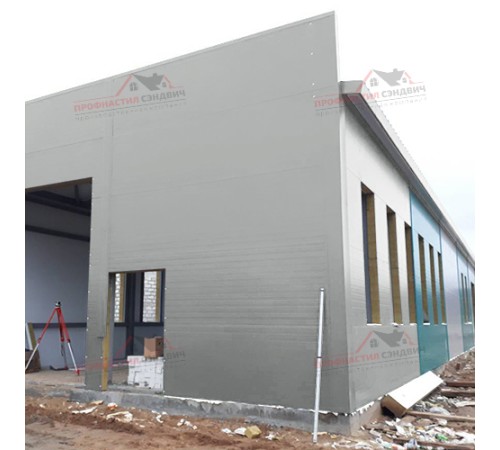 Купить стеновые сэндвич-панели с наполнителем из минеральной ваты толщиной 120 мм, цвет RAL 9006 