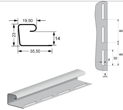 Цена на Наличник Цена на Планка J широкий 3,05 двухслойный белый
