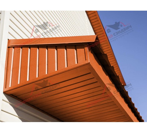 Купить софит металлический без перфорации 0,45 PE с пленкой RAL 2004 