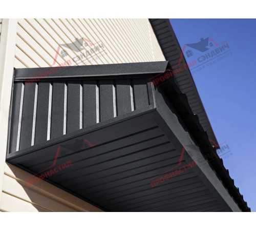 Купить софит металлический без перфорации 0,45 Drap с пленкой RAL 7024 