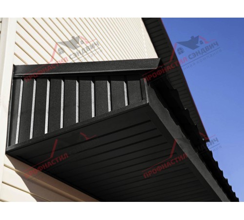 Купить софит металлический без перфорации 0,5 Satin с пленкой RAL 9005 