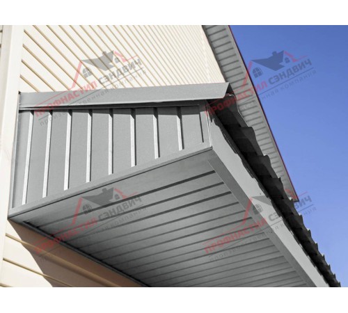 Купить софит металлический без перфорации 0,5 Satin с пленкой RAL 9006 