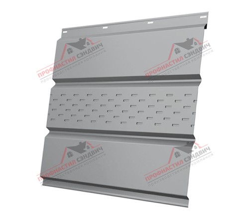 Купить софит металлический центральная перфорация 0,4 PE с пленкой RAL 7004  