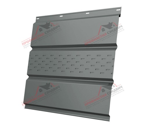 Купить софит металлический центральная перфорация 0,45 PE с пленкой RAL 7005  