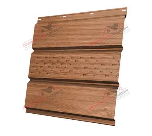 Купить софит металлический центральная перфорация 0,45 Print Elite с пленкой Honey Wood 