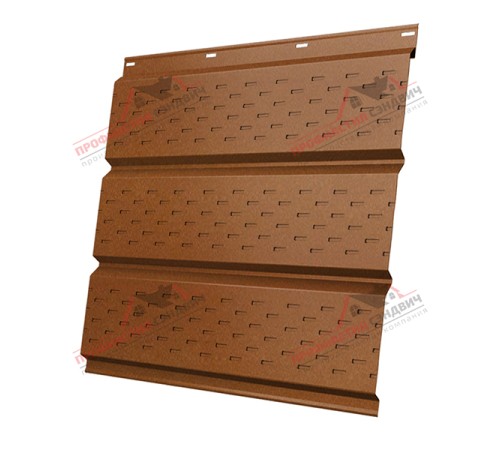 Купить софит металлический полная перфорация 0,5 Quarzit с пленкой Cuprum Steel 