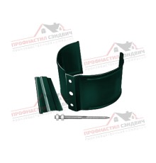 Хомут трубы металлический на камень ПВХ зелёный RAL 6005