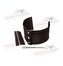 Хомут трубы металлический на камень ПВХ шоколадный RAL 8017