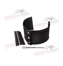 Хомут трубы металлический на камень ПВХ коричневый RR 32