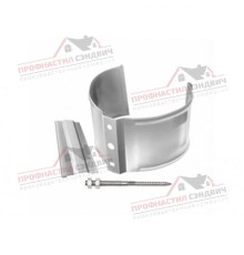 Хомут трубы металлический на камень ПВХ белый